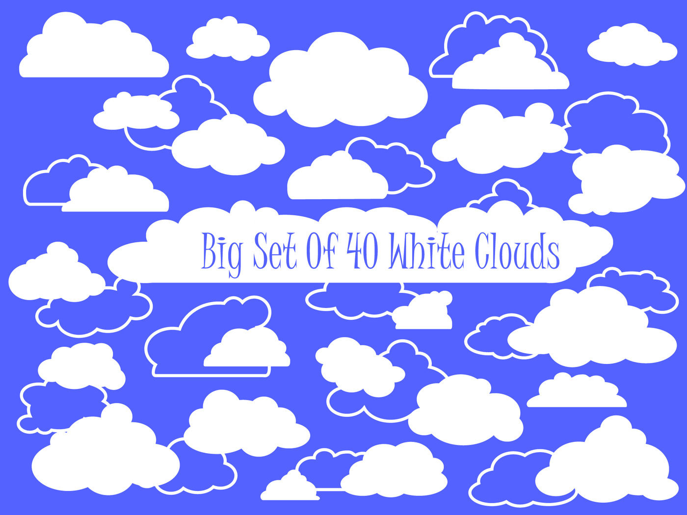 White Fluffy Clouds Vector Clipart By Rabbit And Pencil.