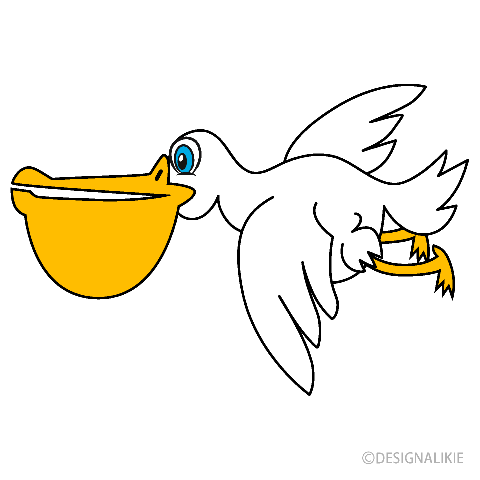 Free Flying Pelican Cartoon Image｜Illustoon.