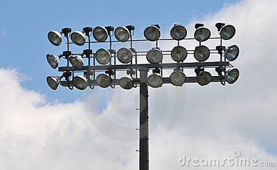 Sports Stadium Flood Lights Stock Photo.