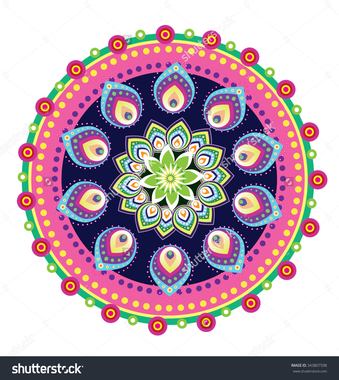 Mandala Flower Vector Stock Vector 343807598.