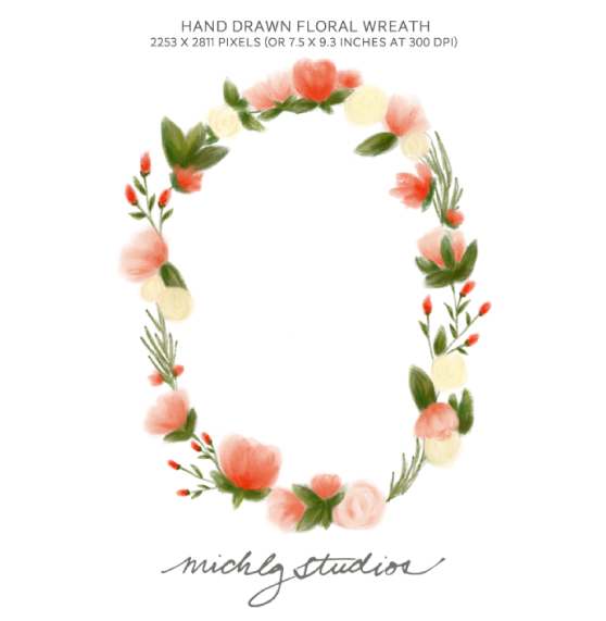 Simple floral wreath clipart.