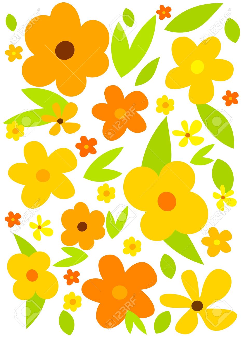 Fondo De Flor Con Flores Amarillas. Vector Ilustraciones.