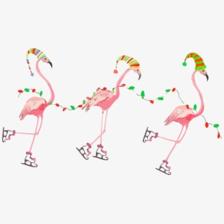 Fun Retro Christmas Cards Pink Flamingos.