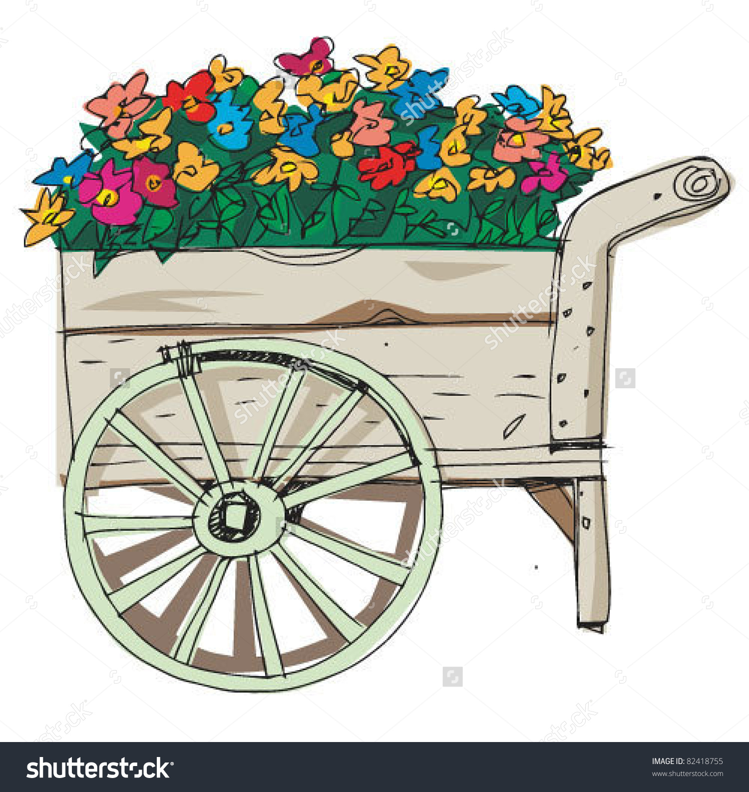 Flower Cart Stock Vector 82418755.