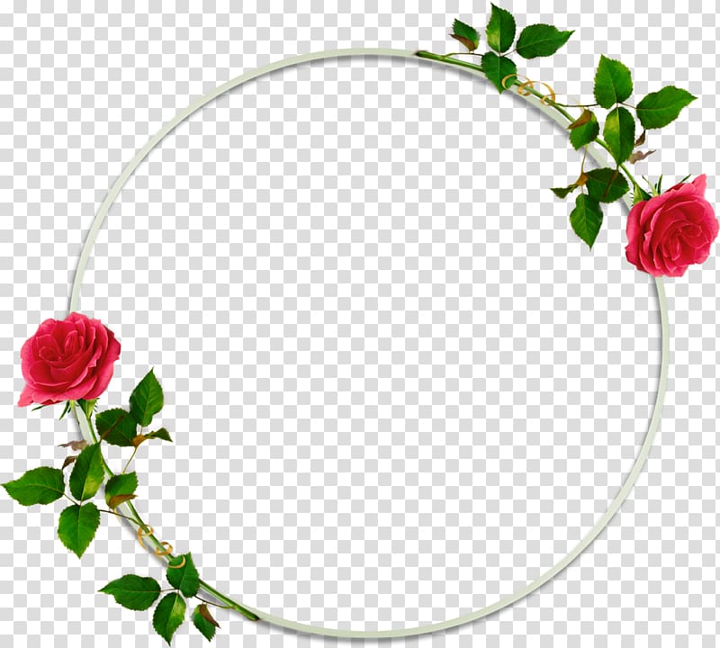 Red flowers illustration, Frames Flower, round frame.