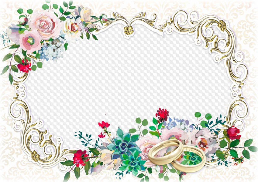 Wedding Photo Frame PSD Template Transparent PNG Image.