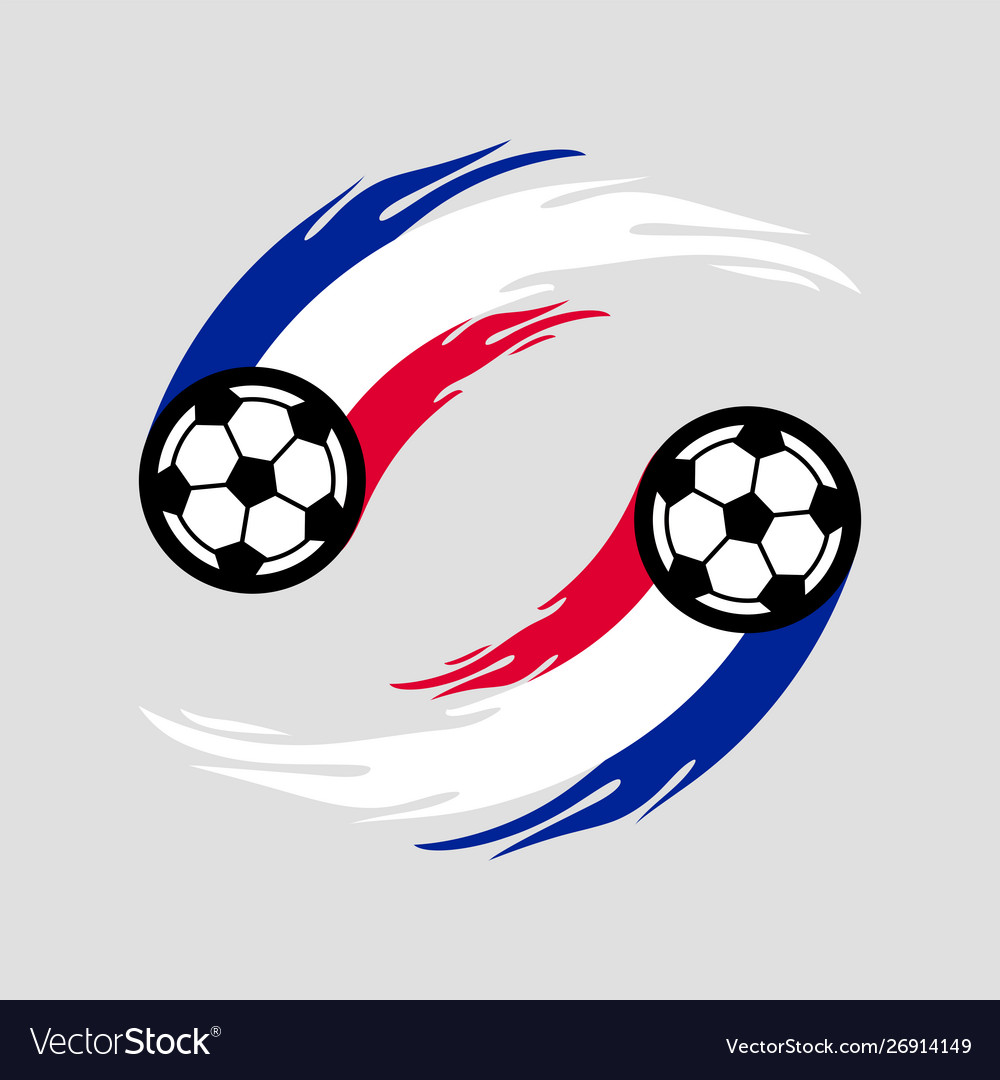 Soccer or football with fire tail in france flag.