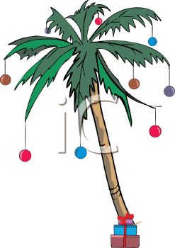 Palm Tree Decorated for a Tropical Christmas.