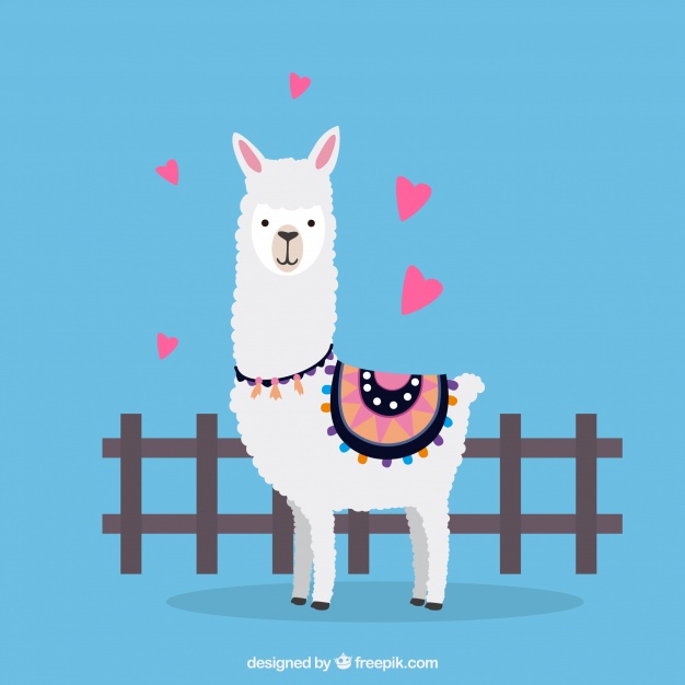 Lovely alpaca character with flat design Vector.