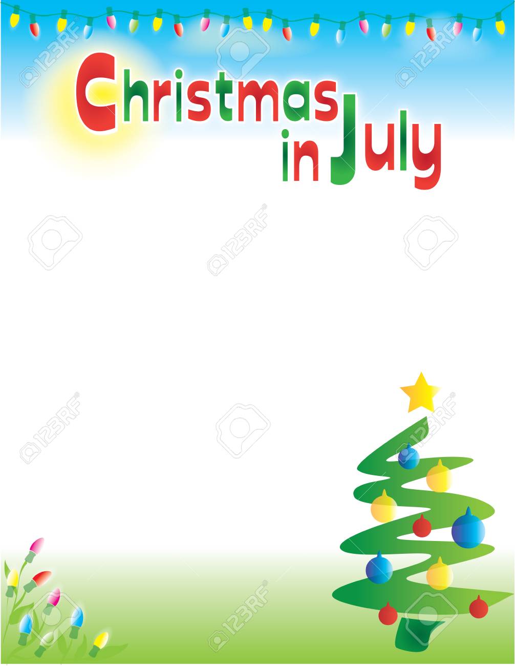 Christmas in July background template postcard flyer..