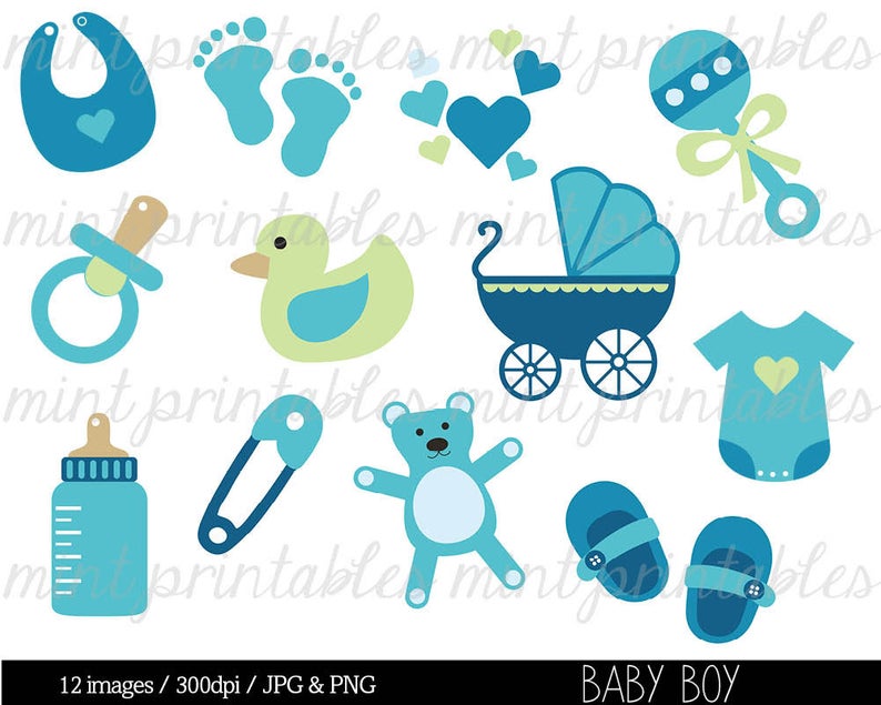 Baby Shower Clipart Clip Art, Baby Boy Clipart, Baby Clipart, blue, onesie  baby stroller.