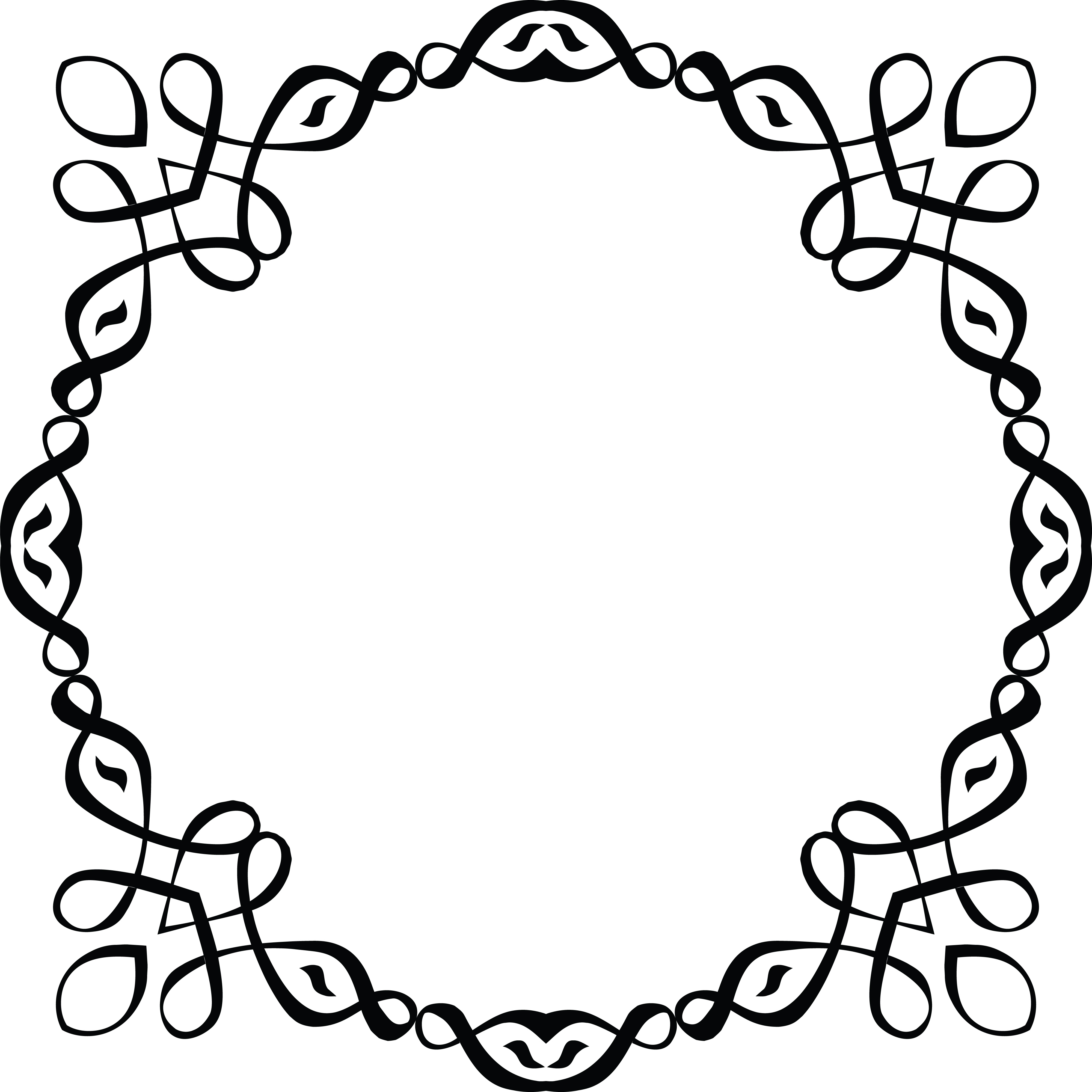 Free Clipart of a Black and White Round Invitation Border.