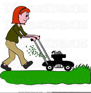 Clipart Boy Mowing Lawn.