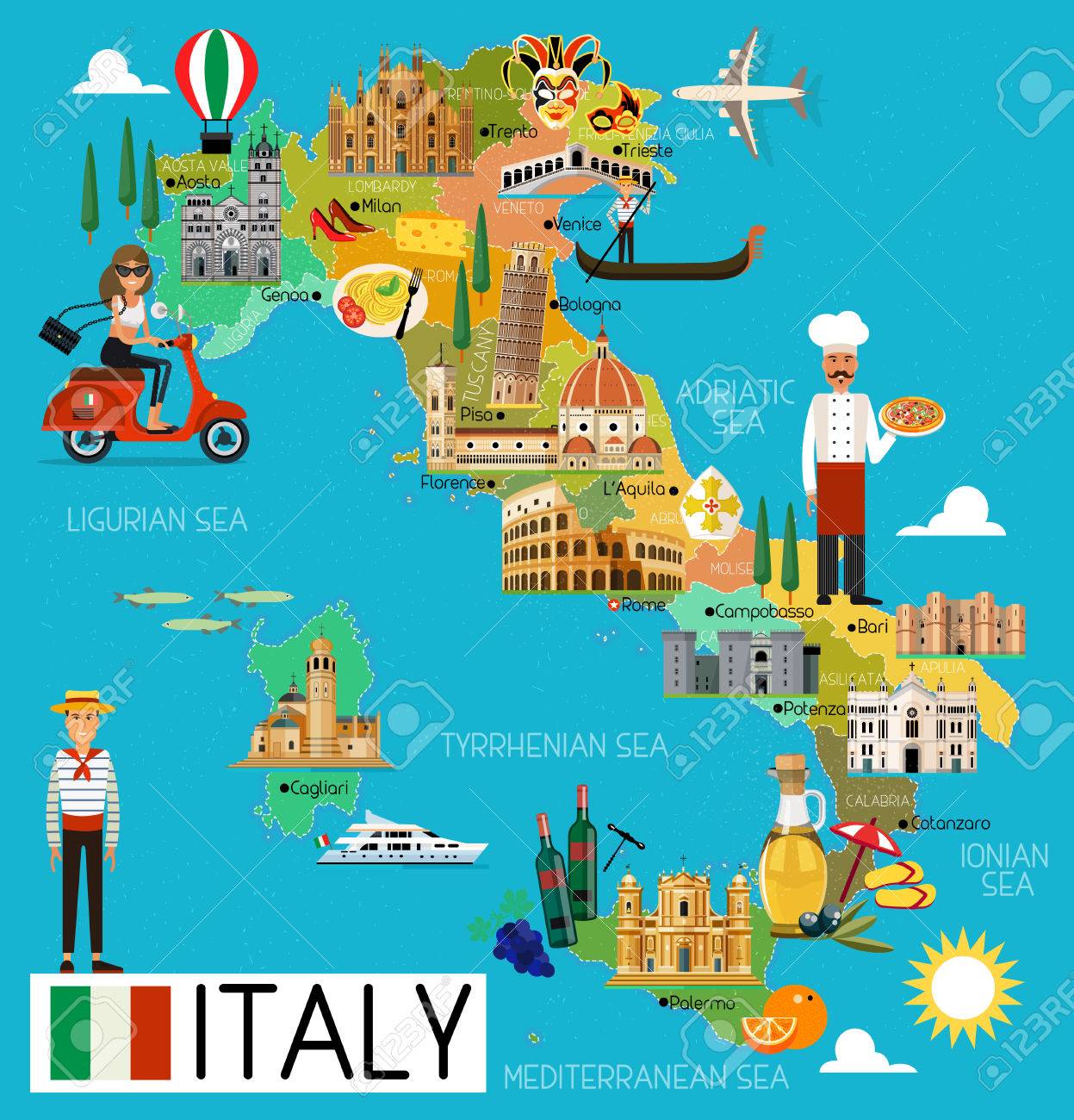 Italy Travel Map..