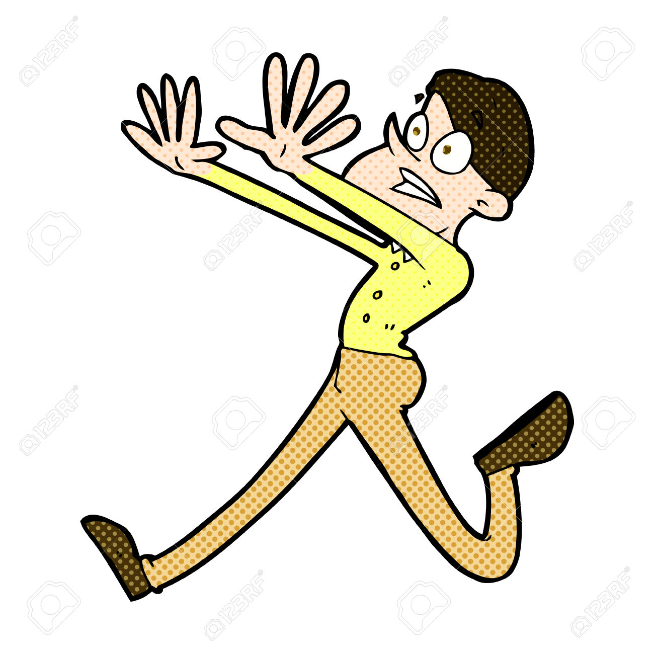 Retro Comic Book Style Cartoon Man Running Away Royalty Free.