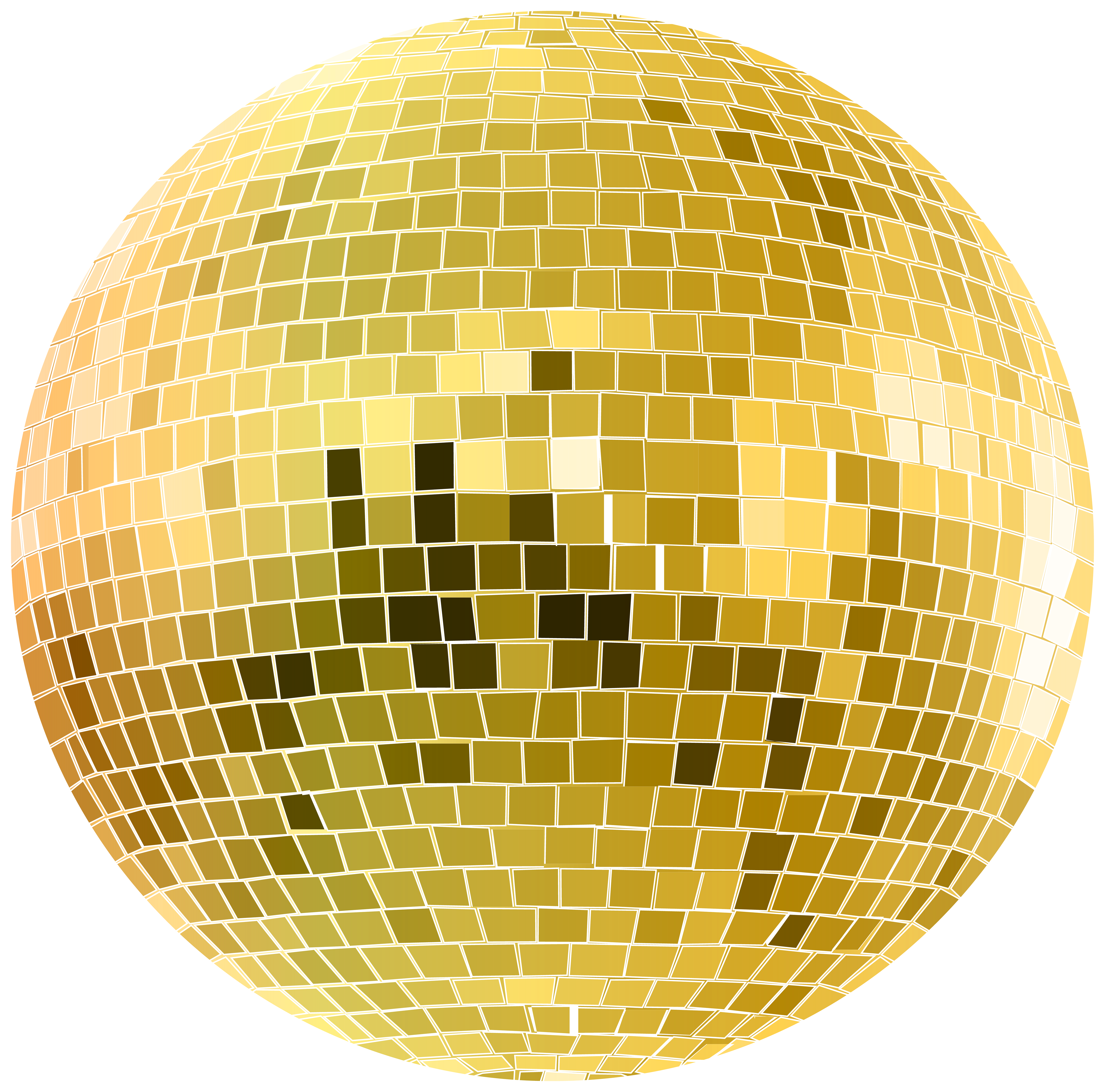 Gold Disco Ball Transparent Clip Art Image.