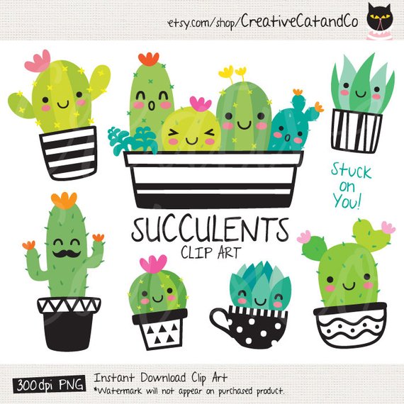 Succulent Clipart Cute Cactus Clipart Cacti Clip Art Cute Succulent.