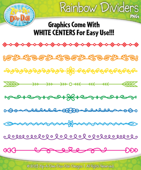 FREE Rainbow Doodle Page Divider Clipart {Zip.