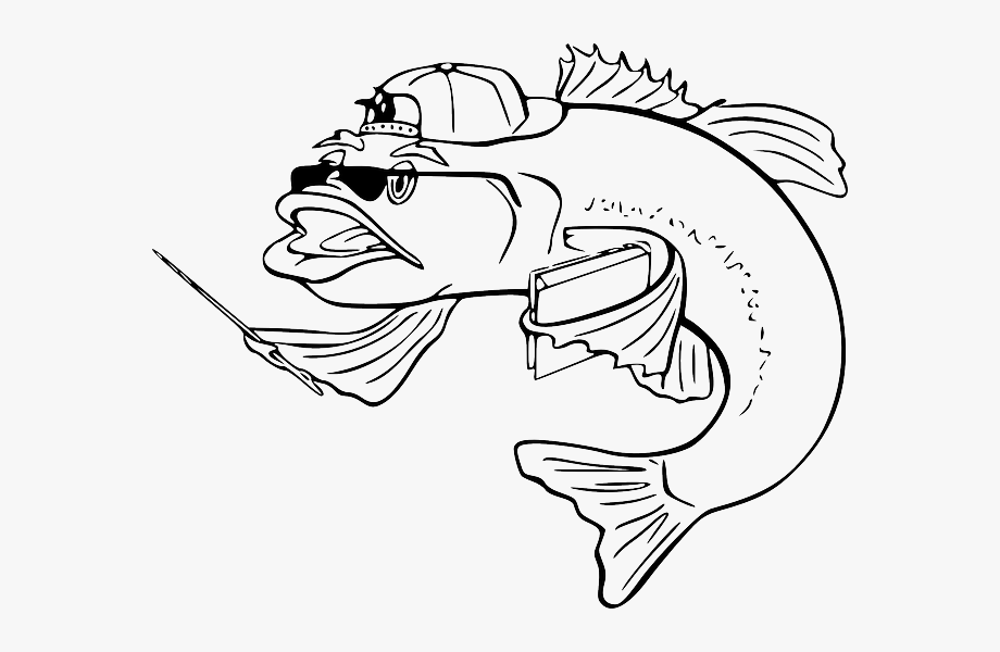 Black, Teacher, Outline, White, Cartoon, Bass, Fish.