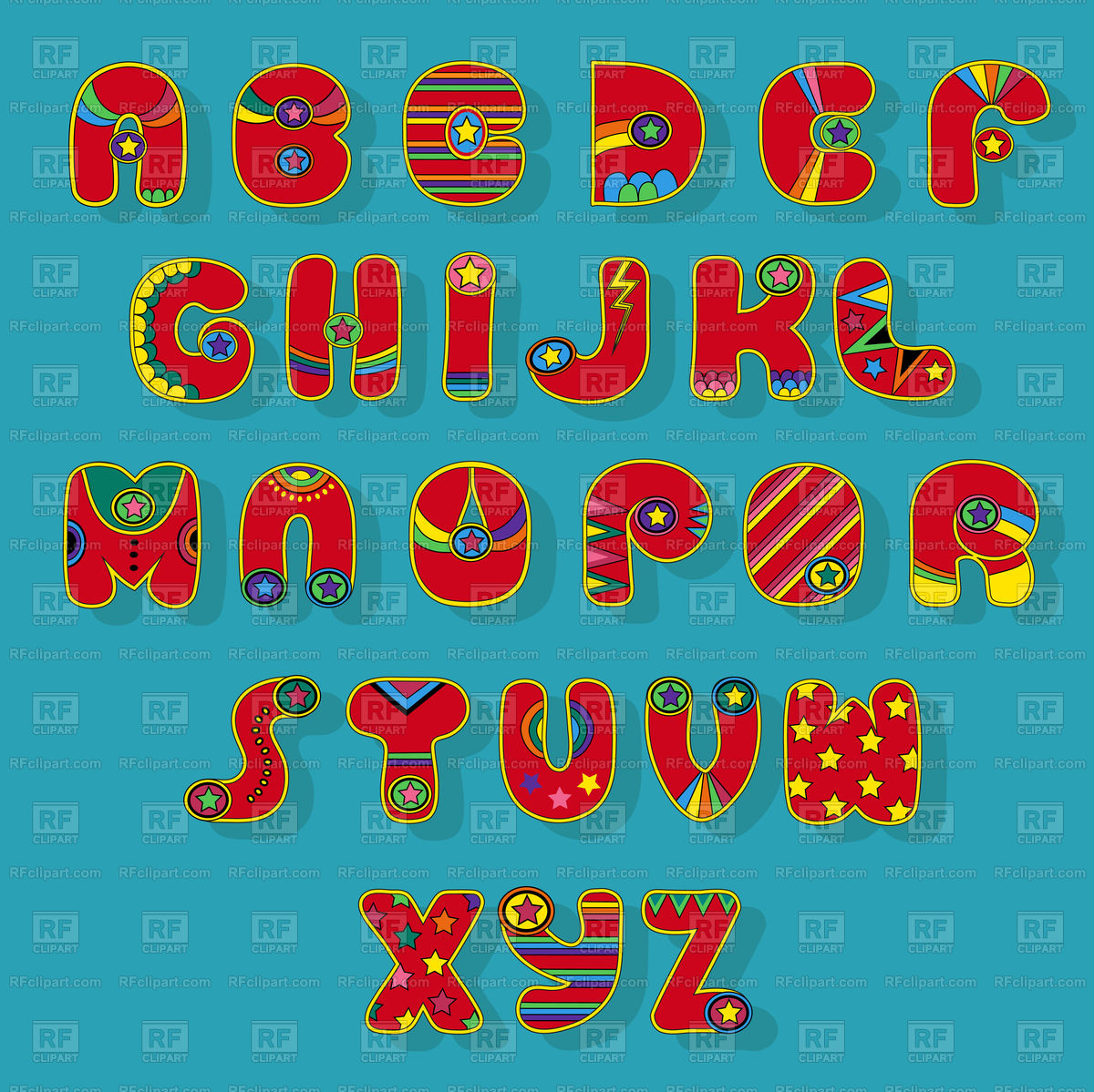 Superhero font alphabet on blue background Free Vector Image.