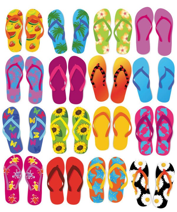 Flip Flop Border Flops Five Pairs Of Colorful clipart free image.