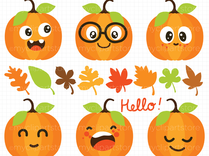 Clipart Fall Cute Pumpkins by Linda Murray on Dribbble.