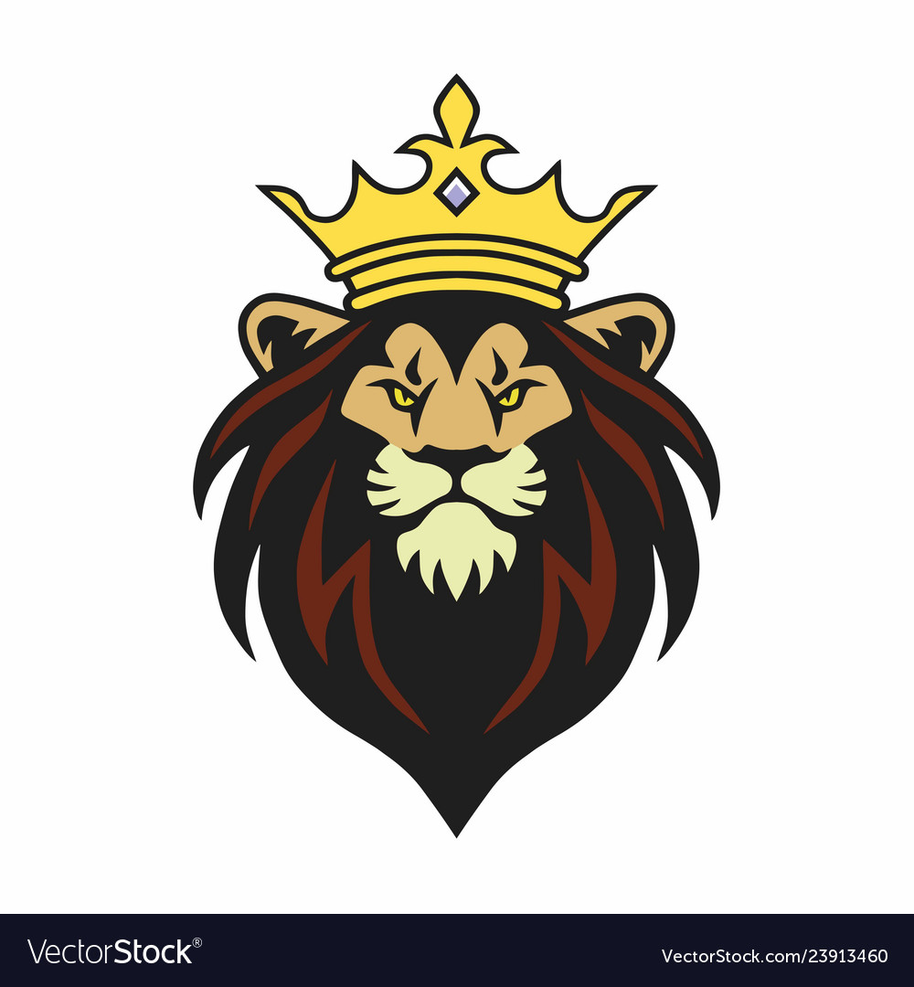 Lion king mascot with crown logo design.