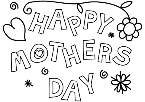 Happy Mother's Day coloring page.