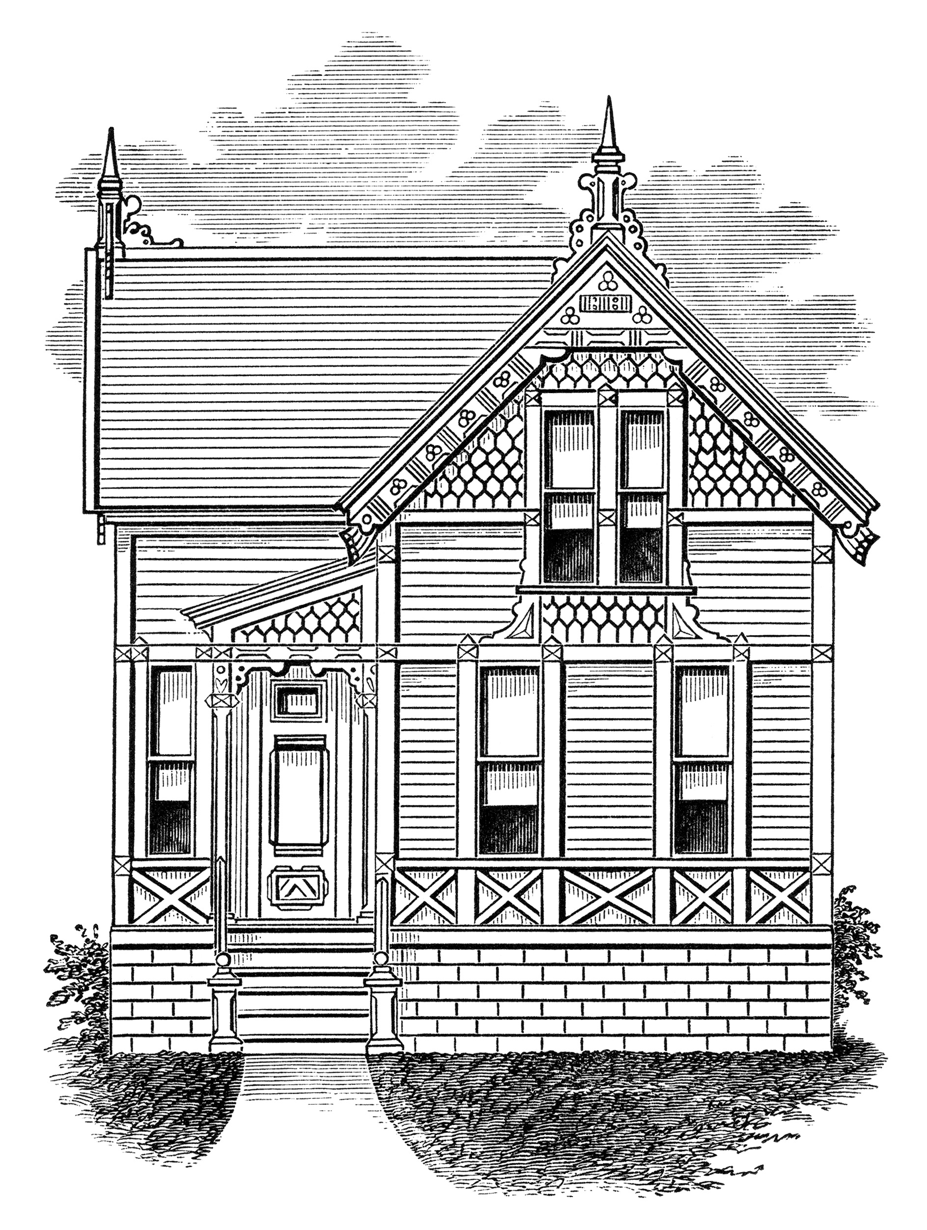 Vintage house clip art.