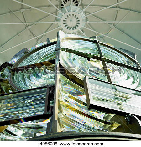 Stock Image of lighthouse's interior, Fresnel lens k4986095.