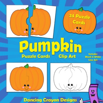 Pumpkin Clipart: Pumpkin Puzzle Cards.