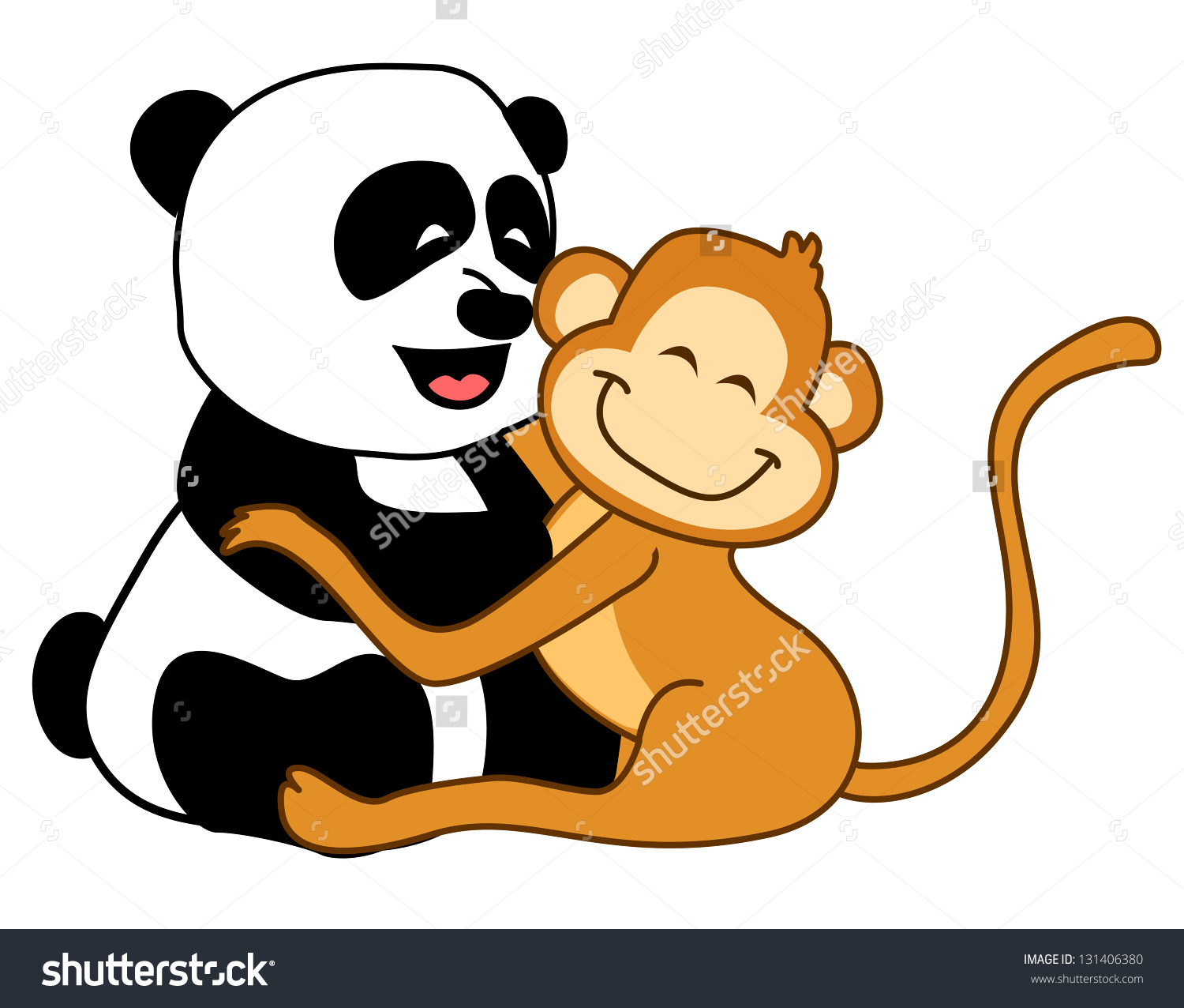 Little Best Friends Panda Bear Monkey Stock Illustration 131406380.