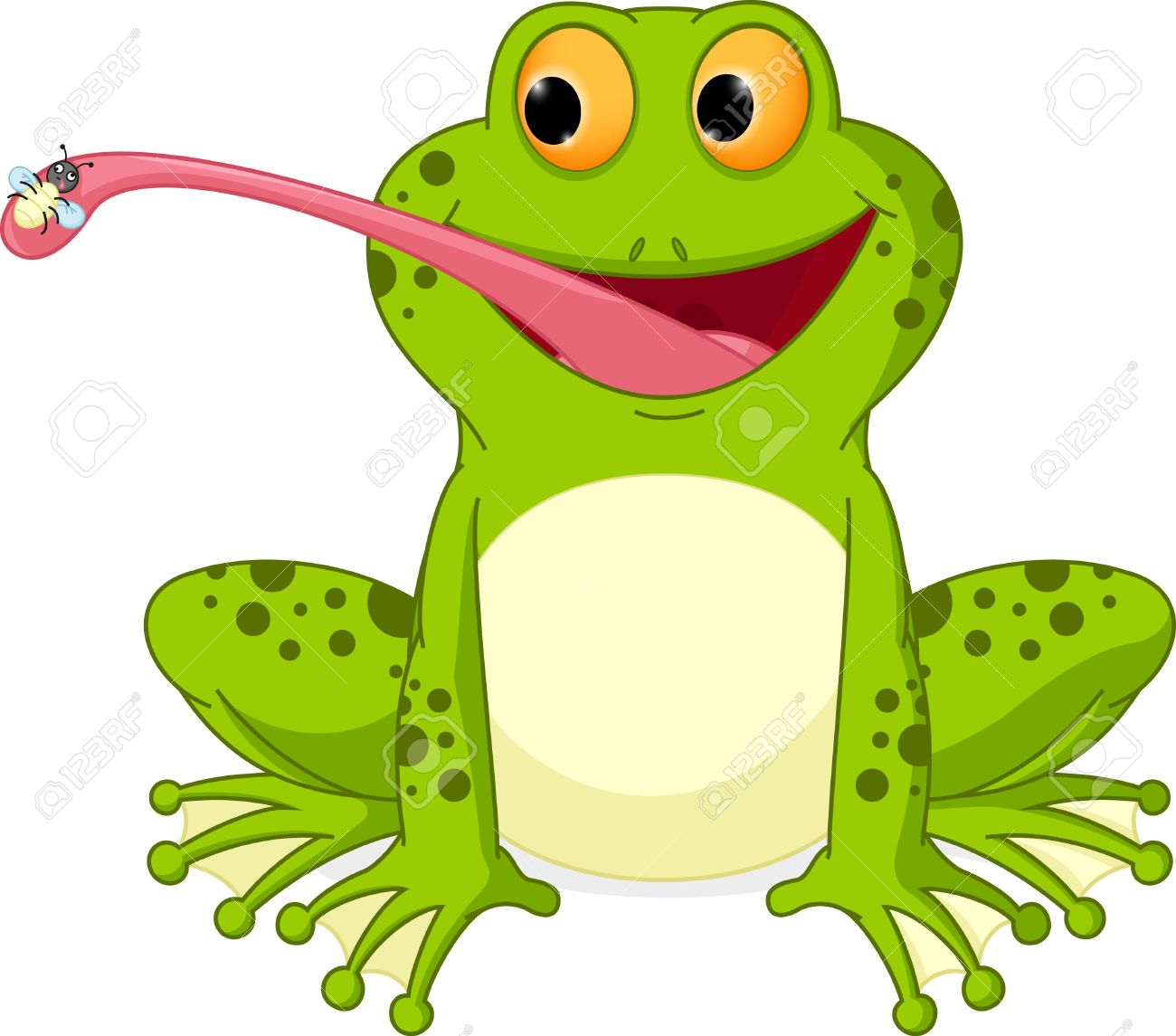 Frog Catching Fly Clipart.