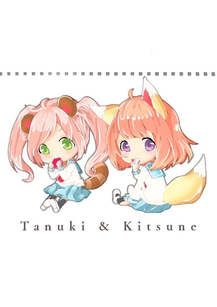 Tanuki and Kitsune by Fujii.