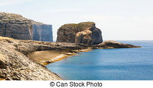 Stock Photos of Panorama view to Dwejra bay and Fungus rock, Gozo.