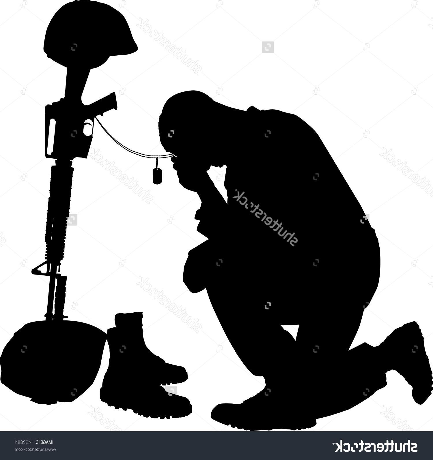 Unique Soldier Kneeling To Fallen Silhouette Photos » Free Vector.