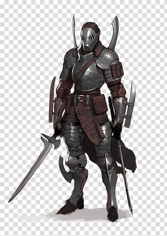 Gray armor illustration, Knight Warrior Concept art Character.