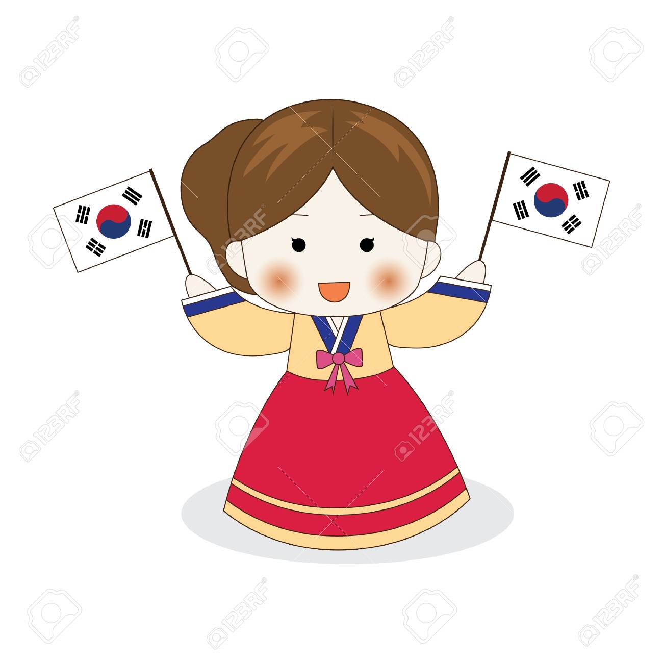 korean girl holding south korea flags.