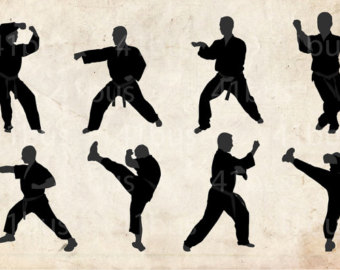 Karate silhouettes.