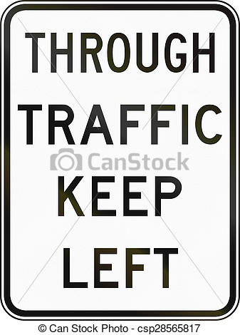 Clipart of Through Traffic Keep Left In Australia.