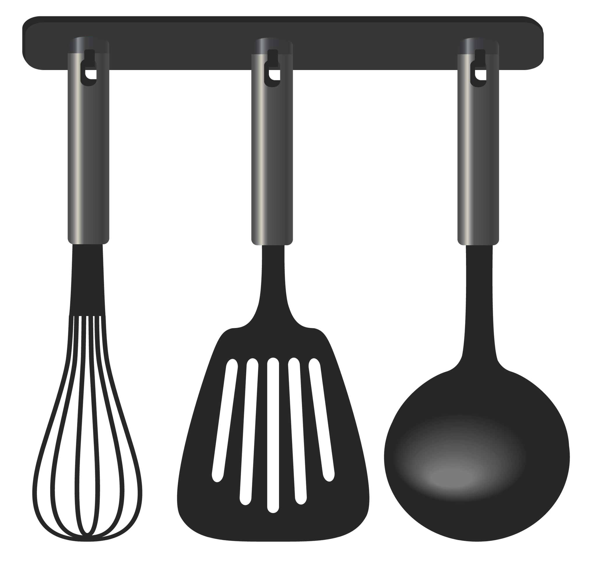 Black Kitchen Tool Set PNG Clipart.