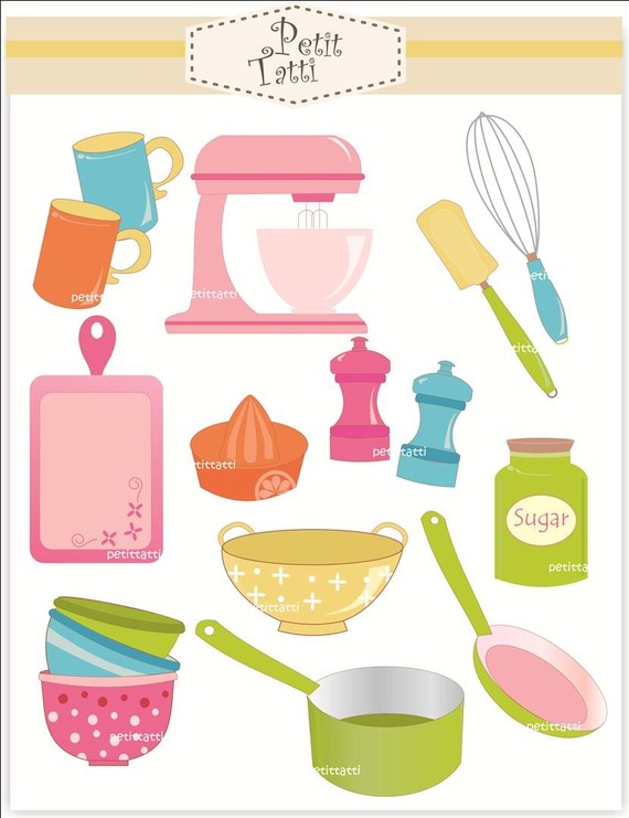 Digital clip art cooking utensil kitchen equipment by petittatti.