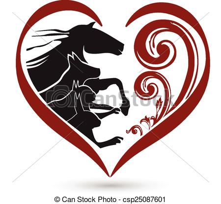 Vector of Horse cat and dog stylized logo.