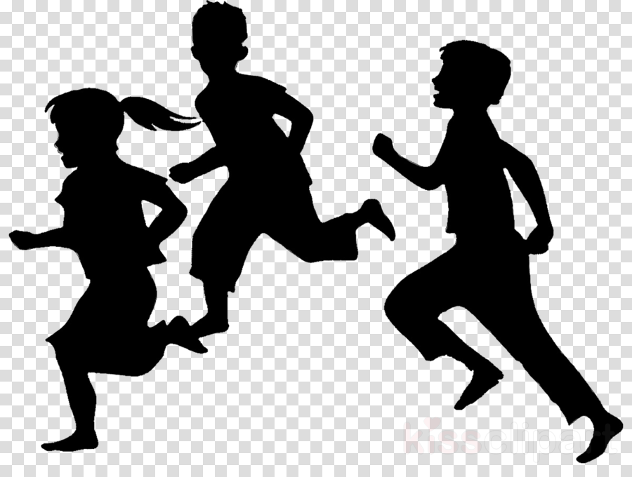 Kids Running Silhouette clipart.