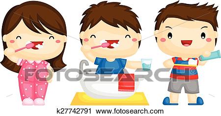 Kids brush Teeth Clipart.