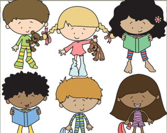 Children In Pajamas Clipart.