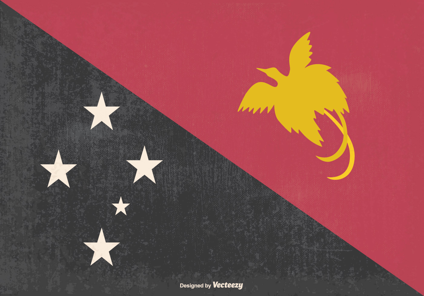 Papua New Guinea Flag Free Vector Art.