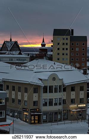 Picture of Kiruna city centre snow.