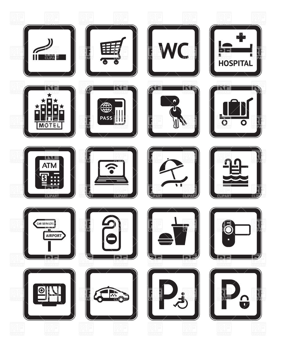 Hotel Icons Clipart.