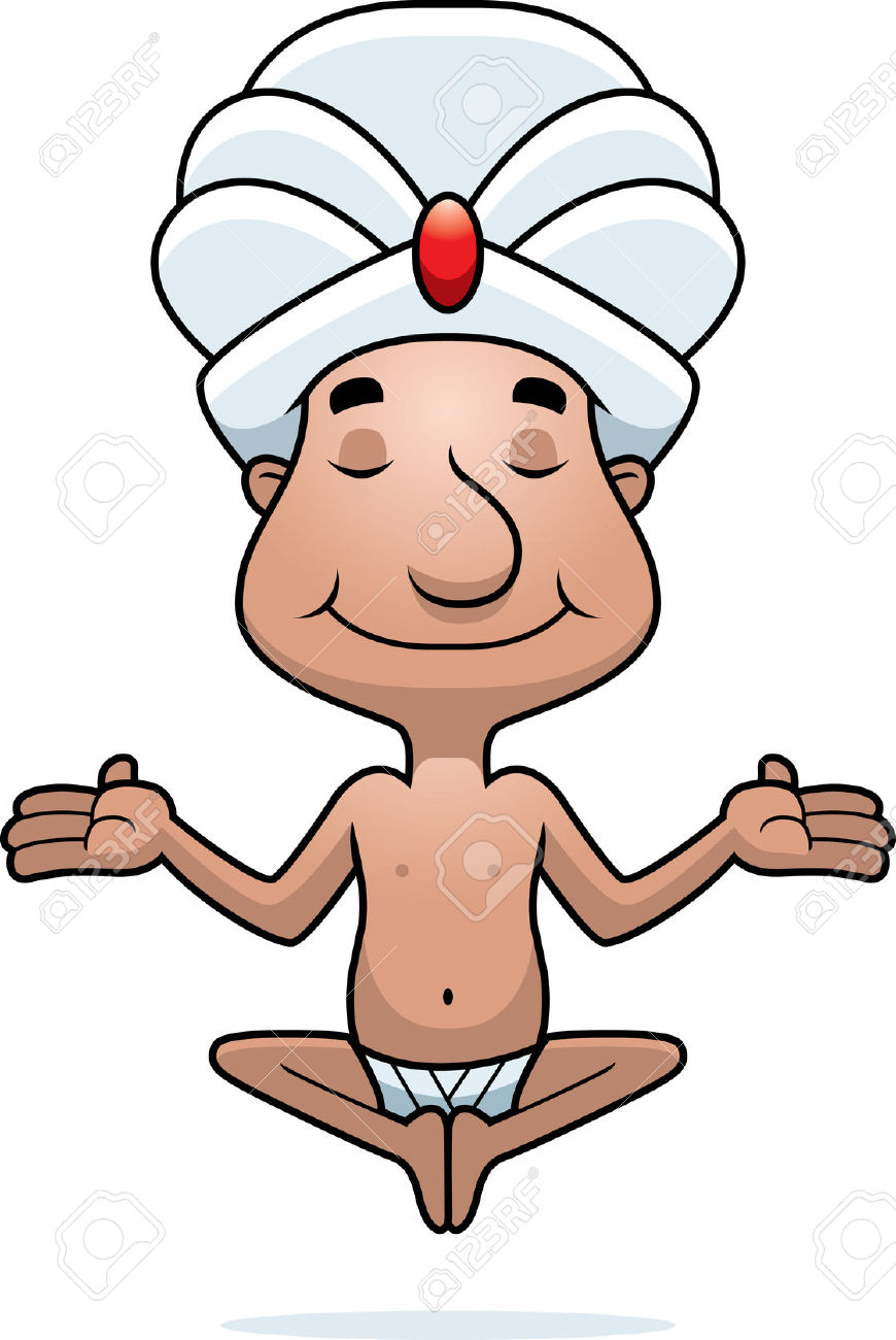 Indian man meditating clipart.